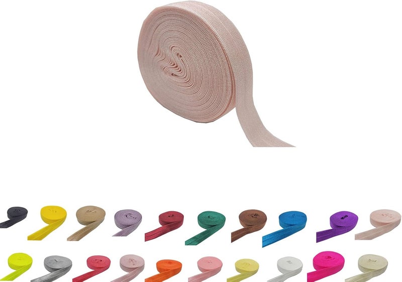 FAYADA Fold Over Elastic,5/8" Foldover FOE Trim Elastic Ribbon,Stretch FOE Band for Hair Ties Headbands Sewing Craft -5 Yards (Light Pink) - Image 1
